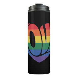 Love Heart retro 70s Groovy LGBT Rainbow Pride Thermal Tumbler