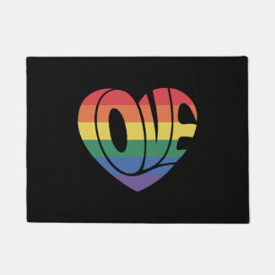 Love Heart retro Groovy LGBT Rainbow Pride Gear Doormat