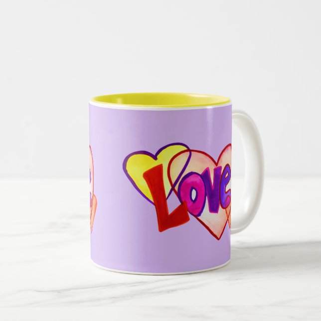 Love Heart Rings Custom Coffee Cups or Mugs (Front Right)