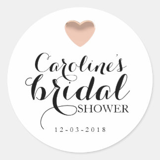 Love Heart Rose Gold Bridal Shower Sticker