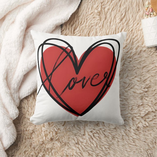  Love Heart Scribble Cushion (Blanket)
