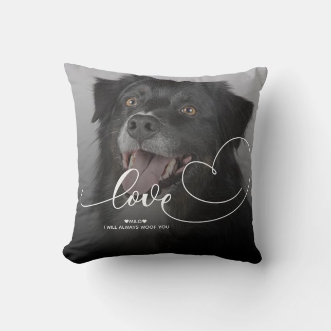 Love Heart Script | Pet Photo   Cushion (Front)