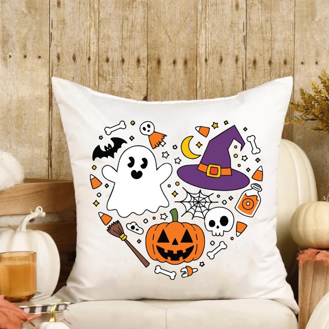 Love Heart Shape Our 1st Halloween Family New Home Cushion (Love Heart Shape Our 1st Halloween Family New Home Throw Pillow)