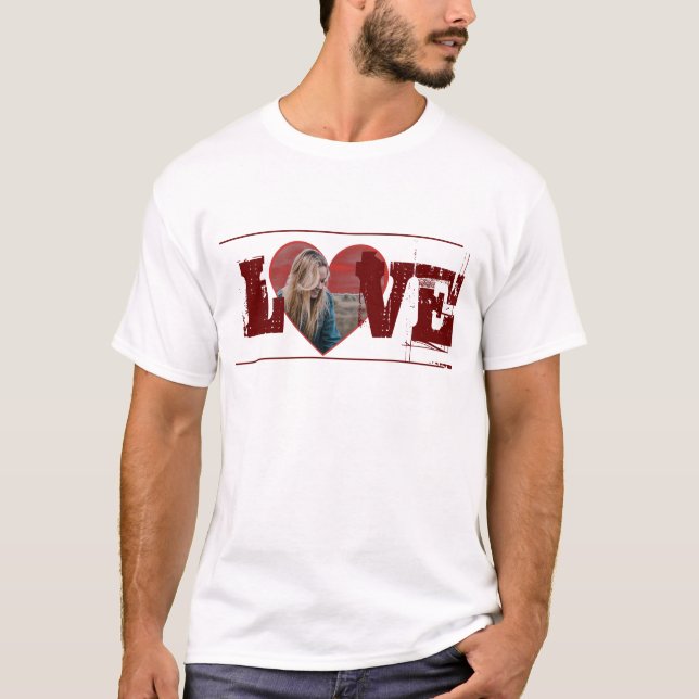 LOVE Heart shaped personalised photo T-Shirt (Front)