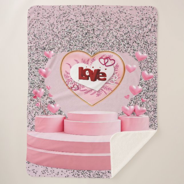 Love heart  sherpa blanket (Front)