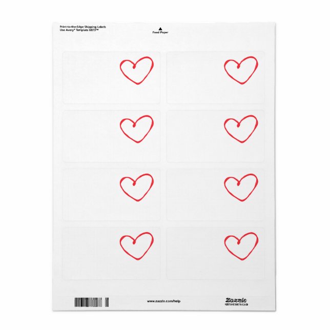 Love Heart Shipping Labels (Full Sheet)