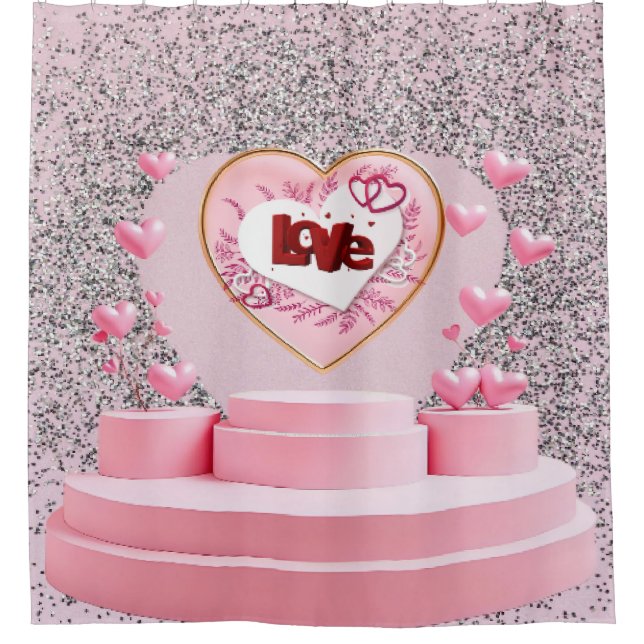 Love heart  shower curtain (Front)