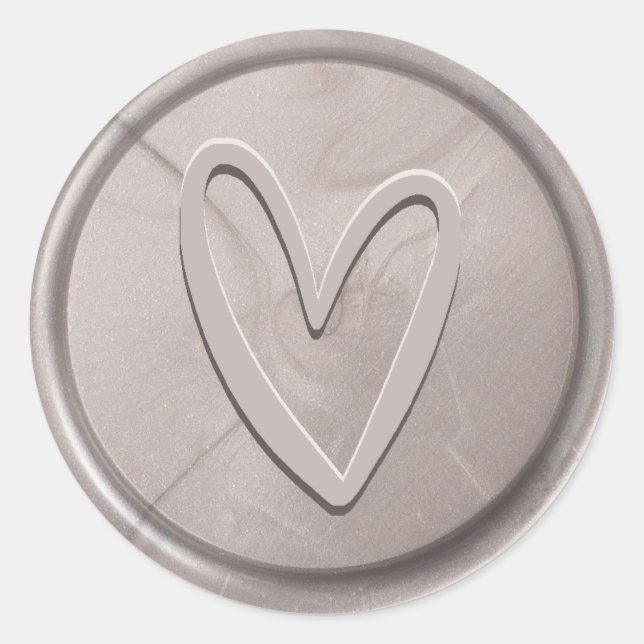 Love Heart Silver Gray Wax Seal Sticker (Front)