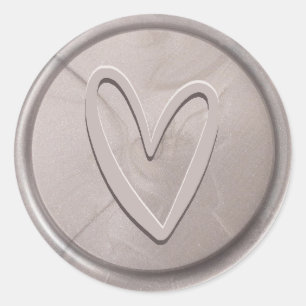 Love Heart Silver Grey Wax Seal Sticker