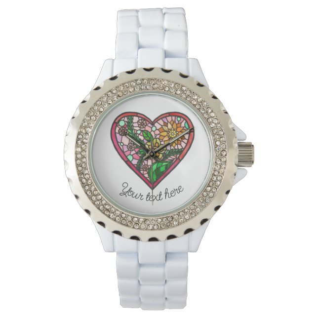 Love heart stained glass watch (Front)