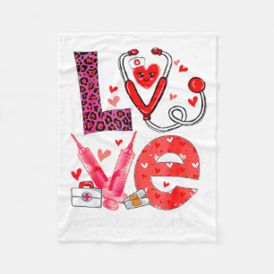 Love Heart Stethoscope Healthcare Worker Funny Val Fleece Blanket