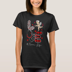 LOVE Heart Stethoscope Nurse Life Funny Nurse Vale T-Shirt