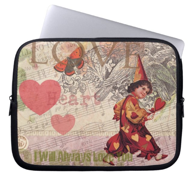 Love Heart Sweetheart Valentine Cherub Laptop Sleeve (Front)