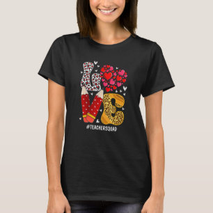 LOVE Heart Teacher Squad Plaid Red Leopard Valenti T-Shirt
