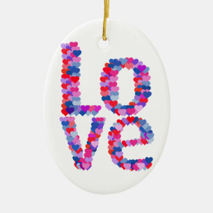 LOVE Heart Text Ornament