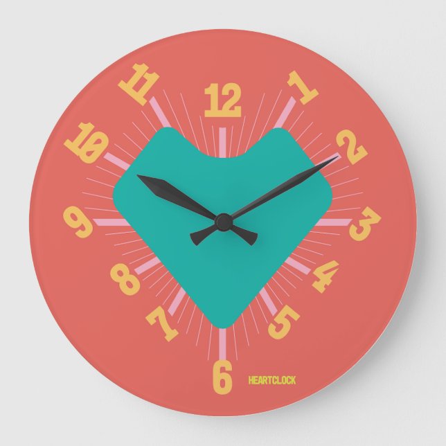 Love HEART TIME BY POP ART MASANSER PIXELAT Large Clock (Front)