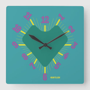 Love HEART TIME BY POP ART MASANSER PIXELAT Square Wall Clock