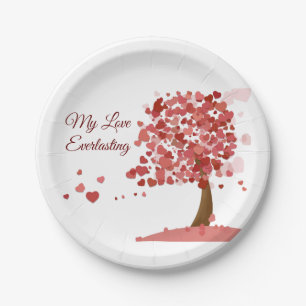 Love Heart Tree Valentine's Day Anniversary Paper Plate