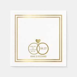 love heart & two wedding rings personalised napkin