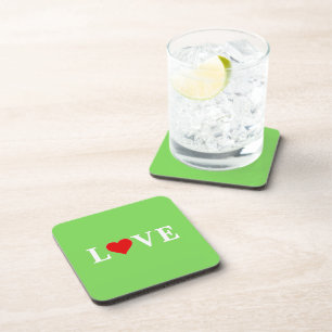 LOVE, Heart, Typography, Text Based, Minimalist, Coaster