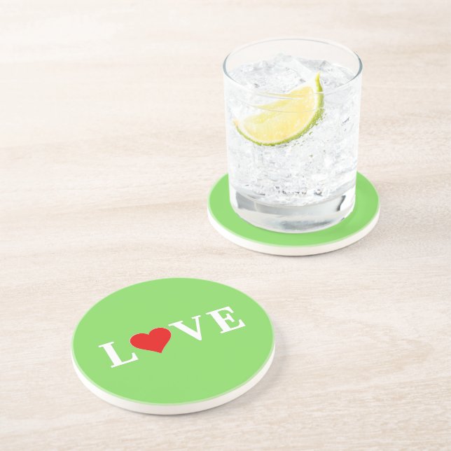LOVE, Heart, Typography, Text Based, Minimalist,   Coaster (Side)