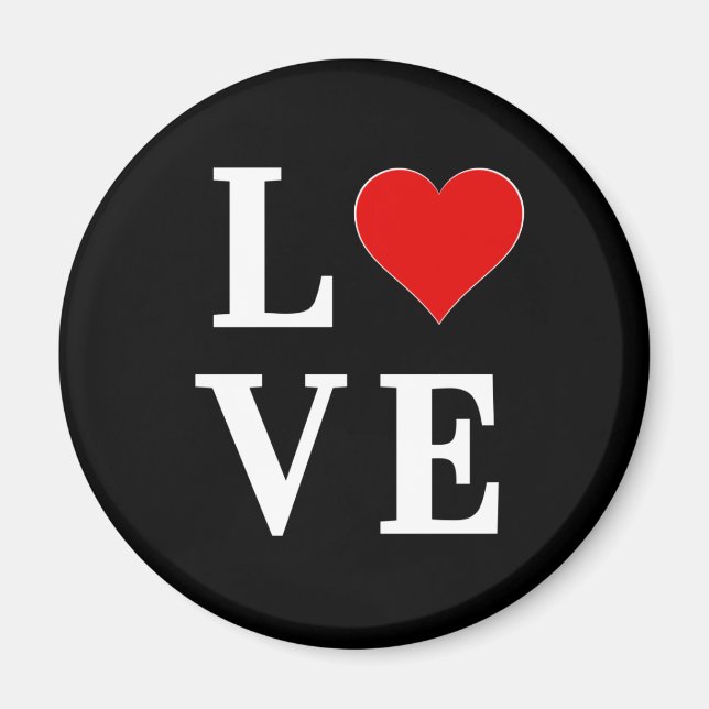 LOVE, Heart, Typography, Text Based, Minimalist,   Magnet (Front)