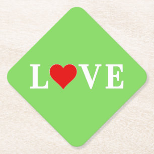 LOVE, Heart, Typography, Text Based, Minimalist, Paper Coaster