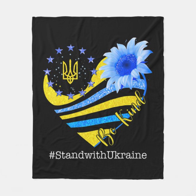 Love Heart Ukraine Be Kind Stand With Ukraine Ukra Fleece Blanket (Front)