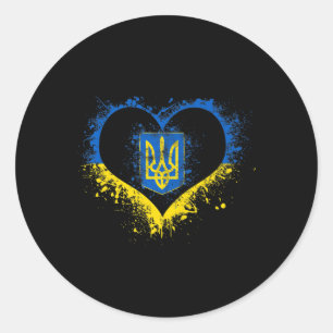 Love Heart Ukraine Ukrainian Flag Stand With Ukrai Classic Round Sticker