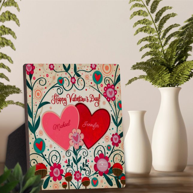 Love Heart Valentine Customised Names Plaque (Creator Uploaded)