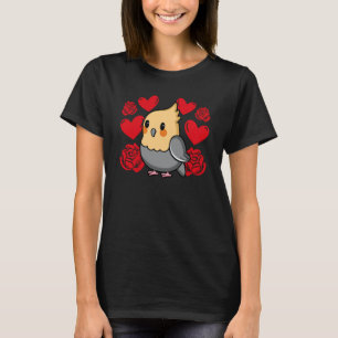 Love Heart Valentine's Day Roses Cockatiel Boys Ki T-Shirt