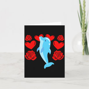 Love Heart Valentines Day Roses Dolphin Boys Kids  Card