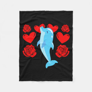 Love Heart Valentines Day Roses Dolphin Boys Kids Fleece Blanket