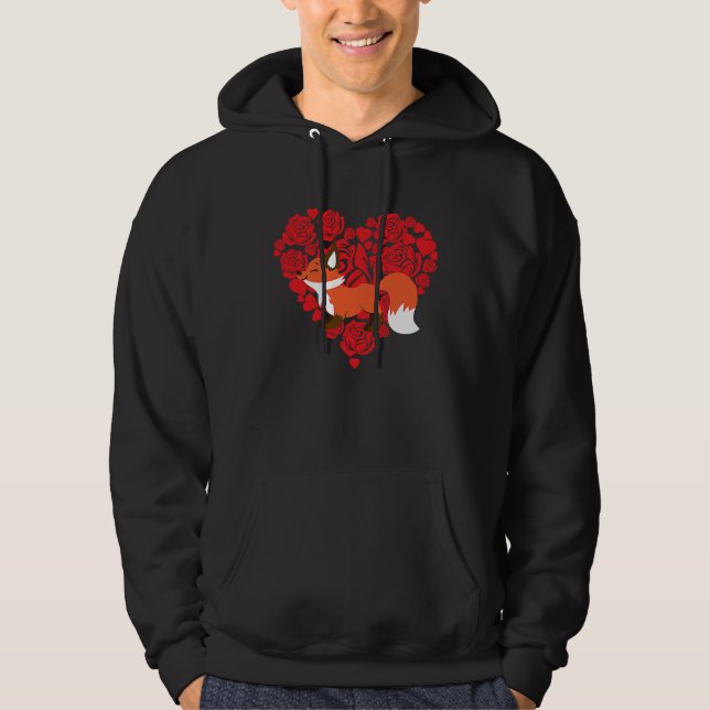 Love Heart Valentine's Day Roses Fox Boys Kids Hoodie (Front)