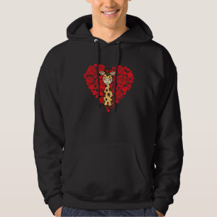Love Heart Valentine's Day Roses Giraffe Boys Kids Hoodie