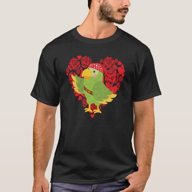 Love Heart Valentine's Day Roses Parrot Boys Kids T-Shirt (Front)