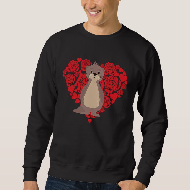 Love Heart Valentine's Day Roses Sea Otter Boys Ki Sweatshirt (Front)