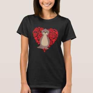 Love Heart Valentine's Day Roses Sea Otter Boys Ki T-Shirt