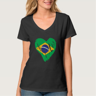 Love Heart Vintage Retro Brazil Flag 1 T-Shirt