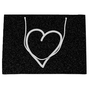 Love Heart White Glitter Valentine's Large Gift Ba Bag