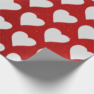 Love Heart White Glitter Valentine's Wrapping Pape Wrapping Paper