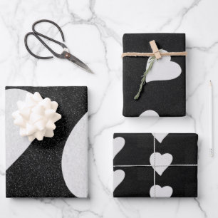 Love Heart White Glitter Valentine's Wrapping Paper Sheet