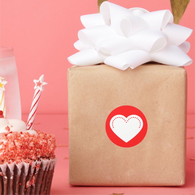 Love Heart White Valentine's Classic Round Sticker (Party)