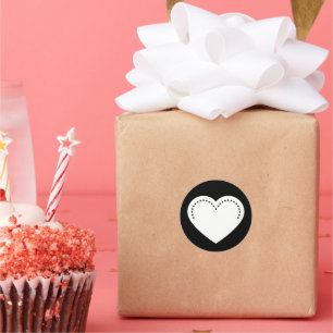 Love Heart White Valentine's Classic Round Sticker