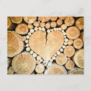Love, heart, wood mosaic postcard