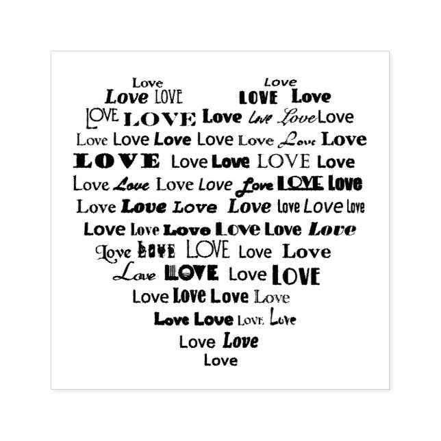 Love Heart Word Cloud Rubber Stamp (Imprint)