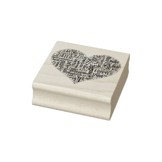 Love heart wordcloud rubber stamp