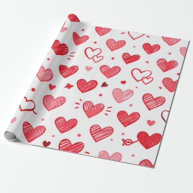 Love Heart Wrapping Paper (Unrolled)