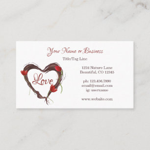 Love Heart Wreath with Red Tulips Business Card