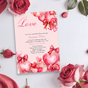 Love Hearts and Bows Bridal Shower Invitation